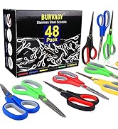 48 Packs Scissors, BURVAGY 8-inch Soft Comfortable Grip and Stainless Steel Sharp Blades, Very Su...