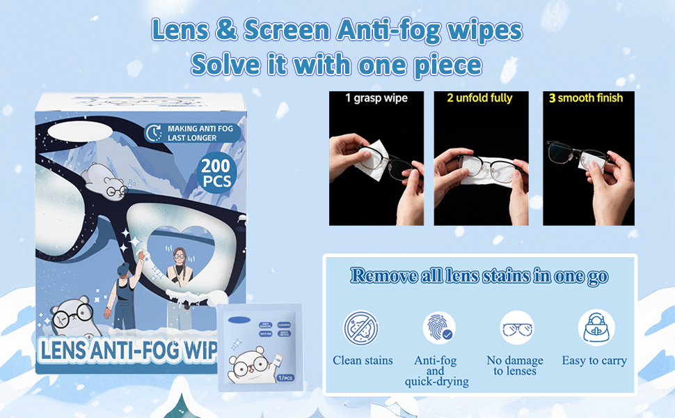 Anti-Fog Lens Wipes Pre-Moistened Anti-Fog Wipes