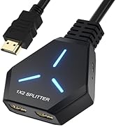 HDMI Splitter for Dual Monitors Duplicate/Mirror (Not Extend), 4K HDMI Splitter 1 in 2 Out for Fu...