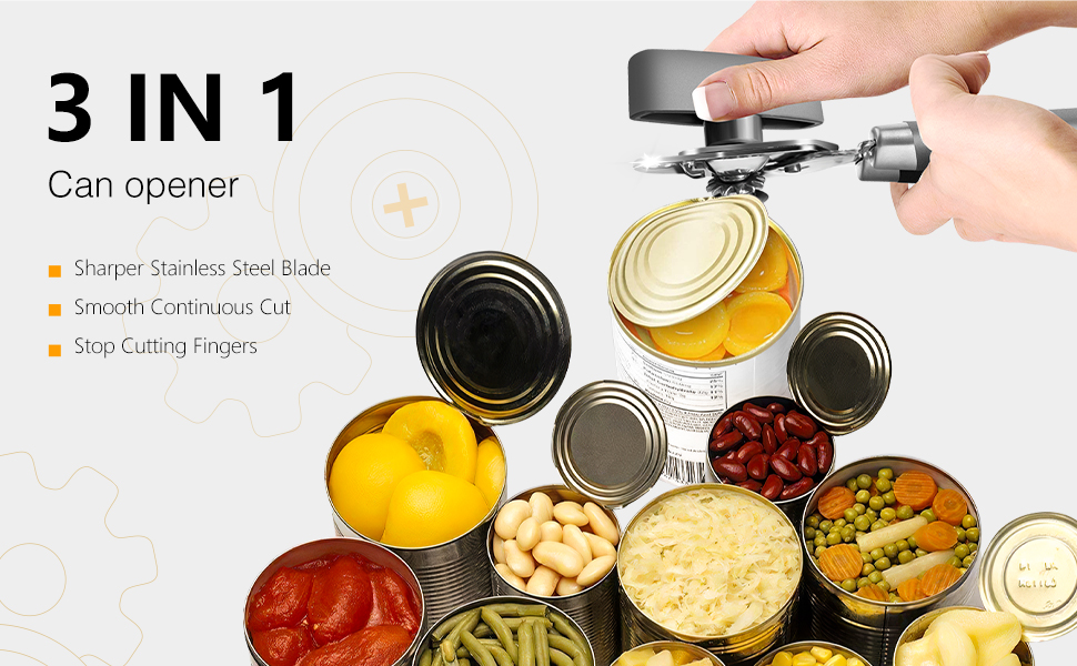 OUTWAY Can Opener, Professional 3-In-1 Multifunctional Manual Can Openers Bottle Opener