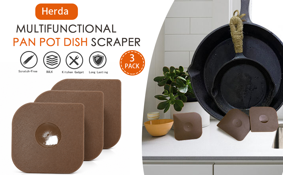 Lodge Pan Scrapers. Handheld Polycarbonate Cast Iron Pan Cleaners