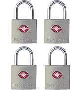 Master Lock TSA-Accepted Luggage Lock, 7/8 in. Wide, 4683Q (Pack of 4) Keyed Padlock, 4 Pack, Brass