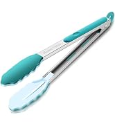 600? Heat Resistant Kitchen Tongs for Cooking with Silicone Tips,12-Inch Stainless Steel Locking ...