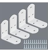 Alise 4Pcs Stainless Steel L Brackets for Shelves White, Small Floating Shelf Brackets, 90 Degree...