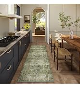 Machine Washable Kitchen Runner Rug: 2'x 6' Hallway Rug Non Slip Low-Pile Stain Resistant Soft Ca...
