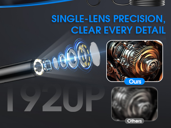 Endoscope with Light, 1920P HD Borescope, IP67 Waterproof Inspection Tool 4