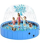 EPN Large Foldable Dog Pool, 0.55 MM PVC Portable 2-in-1 Heavy Duty Pet Pool Bathtub Dog Sprinkle...
