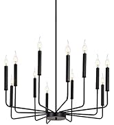 Yasince Modern Black Farmhouse Chandelier Lighting, Industrial Metal 12-Light Candle Chandeliers,...