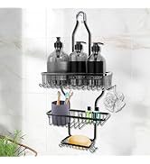 SOONHUA Shower Organizer Hanging, Rustproof Shower Caddy with Soap Basket and 10 Hooks, Large Cap...
