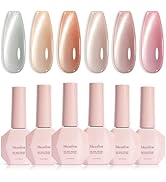 MelodySusie Minimal Nude Pink Cat Eye Set Cat Eye Gel Nail Polish Set 6 Pcs, 0.26 Fl Oz Glitter H...