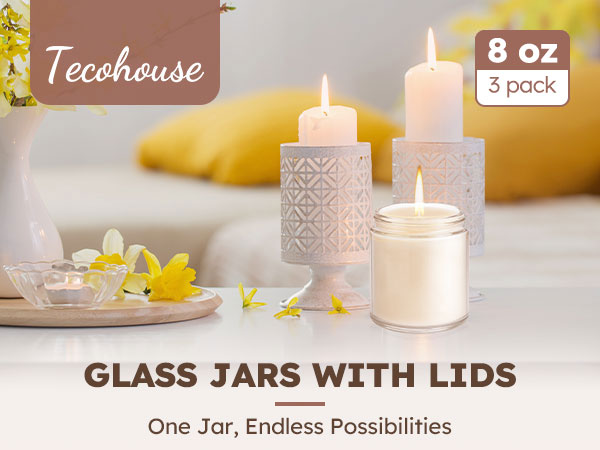 Glass Jars with Plastic Woodgrain Lids