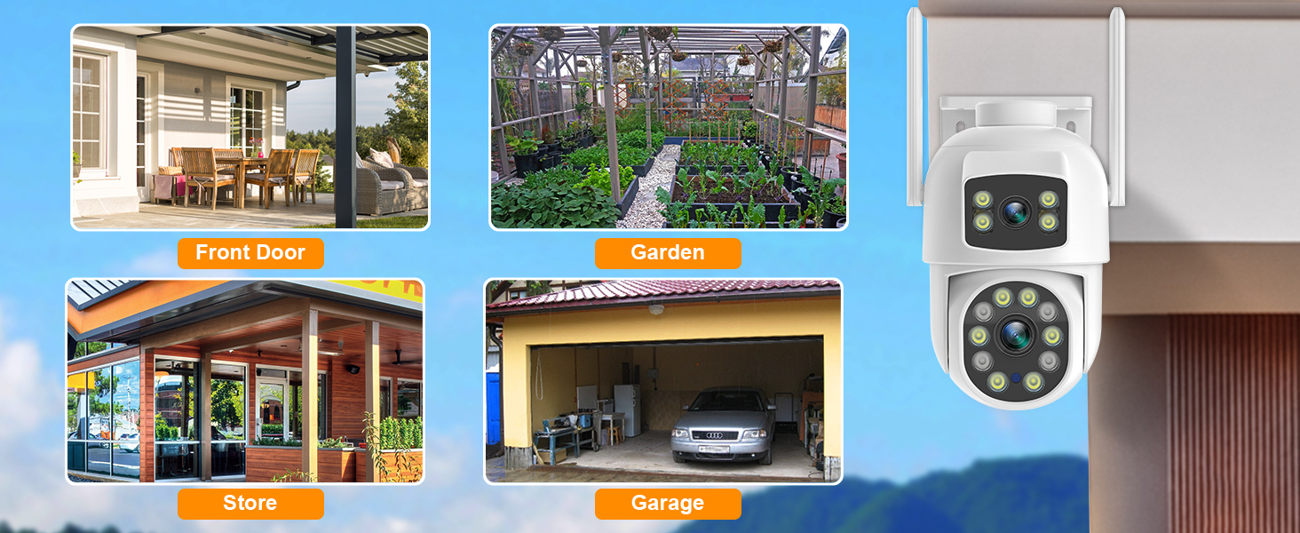 EVERSECU Dual Lens Linkage 6MP WiFi PTZ Security Camera Outdoor Tracking Motion Detection 