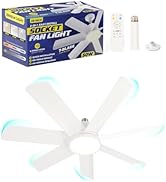 Socket Fans Light with Remote, 28'' Ceiling Fans with Lights, 3 Colors LED Ceiling Fans, 3000K-65...
