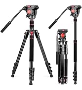 Tripod Camera Tripod, 72" Video Tripod with Fluid Head, Aluminum Heavy Duty Tripod with Carry Bag...