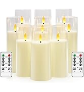 kakoya Flickering Flameless Candles Battery Operated with Remote and 2/4/6/8 H Timer Plexiglass L...