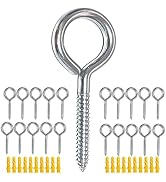 YAIRMIS Pack of 20 Metal Hook Heavy-Duty Eye Screws, 304 Stainless Steel Screw Hooks, self-Tappin...