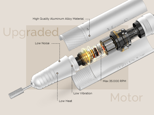 SM320G-Coreless Nail Drill - 6000mAh Rechargeable Battery for All-Day Power