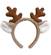 Tedercle Reindeer Antler Headband, Plush Deer Ears and Antlers Costume Hairband Cosplay Accessori...