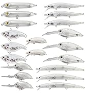 Bombite 20PCS Lure Blanks Unpainted Fishing Lures,Crankbait Blanks Blank Hard Lures Kit with 3D F...