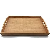 JapanBargain , Large Bamboo Tray with Handle for Tea Lunch Dinner Butler Serving Tray Shelf Tray,...