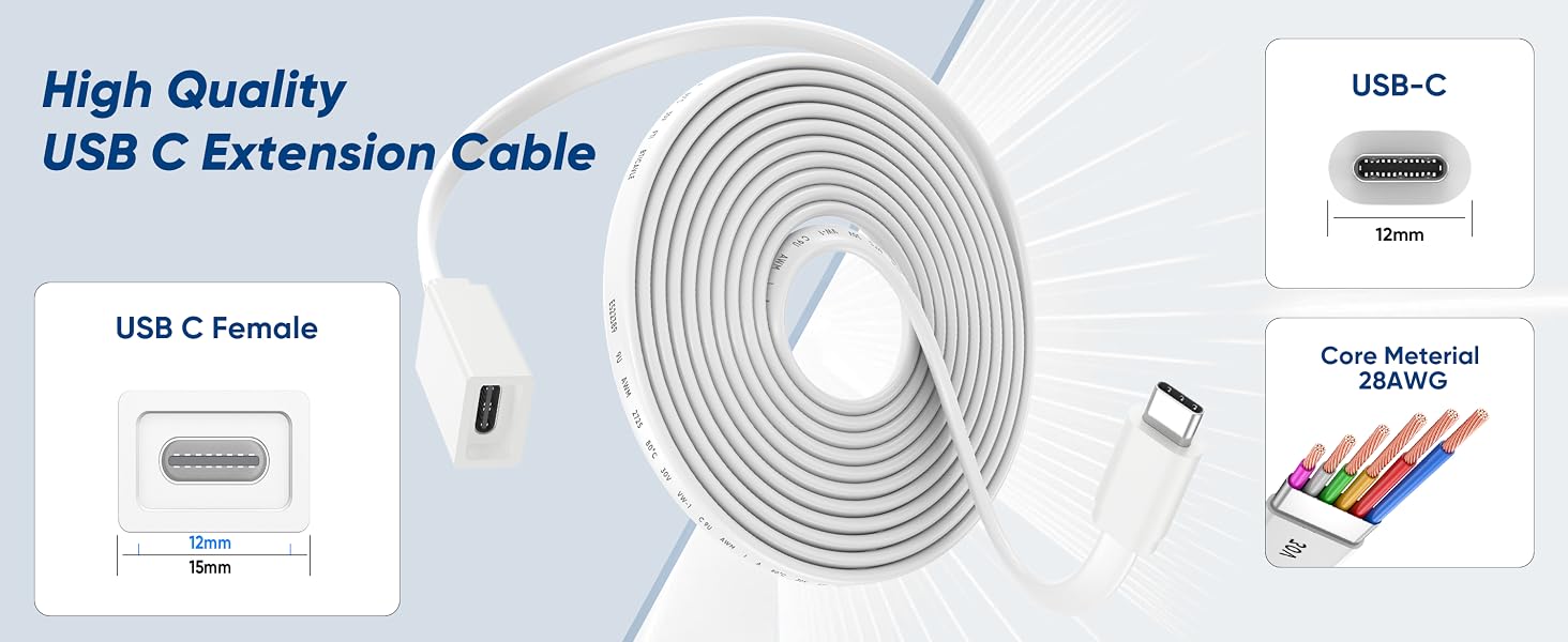 usb c extension cable 10ft/16.5ft