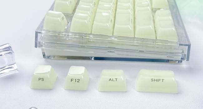 Womier Keyboard Keycaps Jelly - Ceramic Keycaps Style, Clear Creamy Green Key Cap