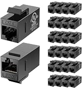 LEENUE 25 Pack CAT6 Keystone Coupler, UL Listed Ethernet Keystone Jack Female to Female, Gold-Pla...