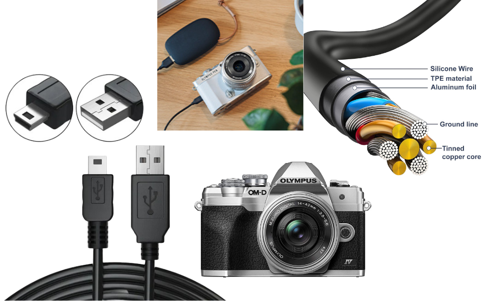 Replacement USB Cable for Olympus Camera FE-25 FE-26 FE-240 FE-250 FE-280 FE-290 FE-300 PSU