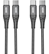 2-Pack [6.6FT+6.6FT] 60W USB C to USB C Cable, Type C to Type C Cable,Fast Charging Cable Compati...