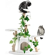 Petest Cat Tree 38 Inch Real Branch Cat Tower Wood Cat Condo for Indoor Cats Furniture Activity C...