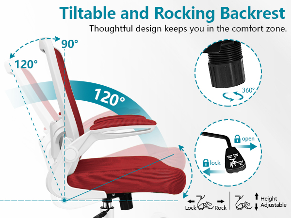 tiltable and rocking backrest