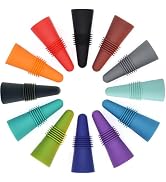 12PCS Wine Stoppers Beverage Bottle Sealer Soft Silicone Wine Bottle Stoppers Corks with Grip Top...
