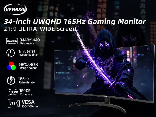 34 Inch 4K 16HZ Curved Gaming Monitor