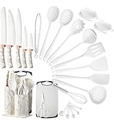 LSFCHUJU 37 PCS Kitchen Utensils Set, Silicone Cooking Utensils Set with Kitchen Knife Set and Ho...