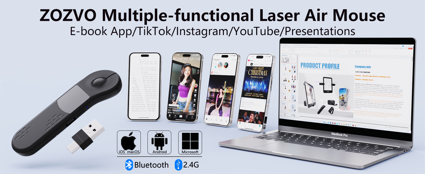 ZOZVO Multiple-functional Laser Air Mouse