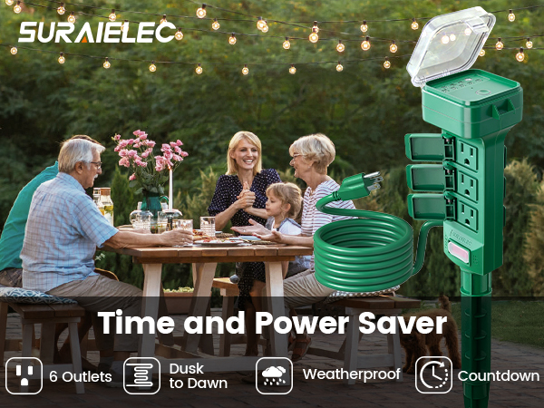 6 plug outdoor timer outdoor extension cord for christmas lights