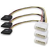 XANHAM 3-Pack 7.8 Inch 4 Pin Molex to SATA Power Cable, IDE 4Pin Male to SATA 15 Pin Female Power...