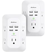 2 Pack USB Wall Charger Surge Protector, 5 Outlet Extender with 4 USB Charging Ports ( 1 USB C Ou...