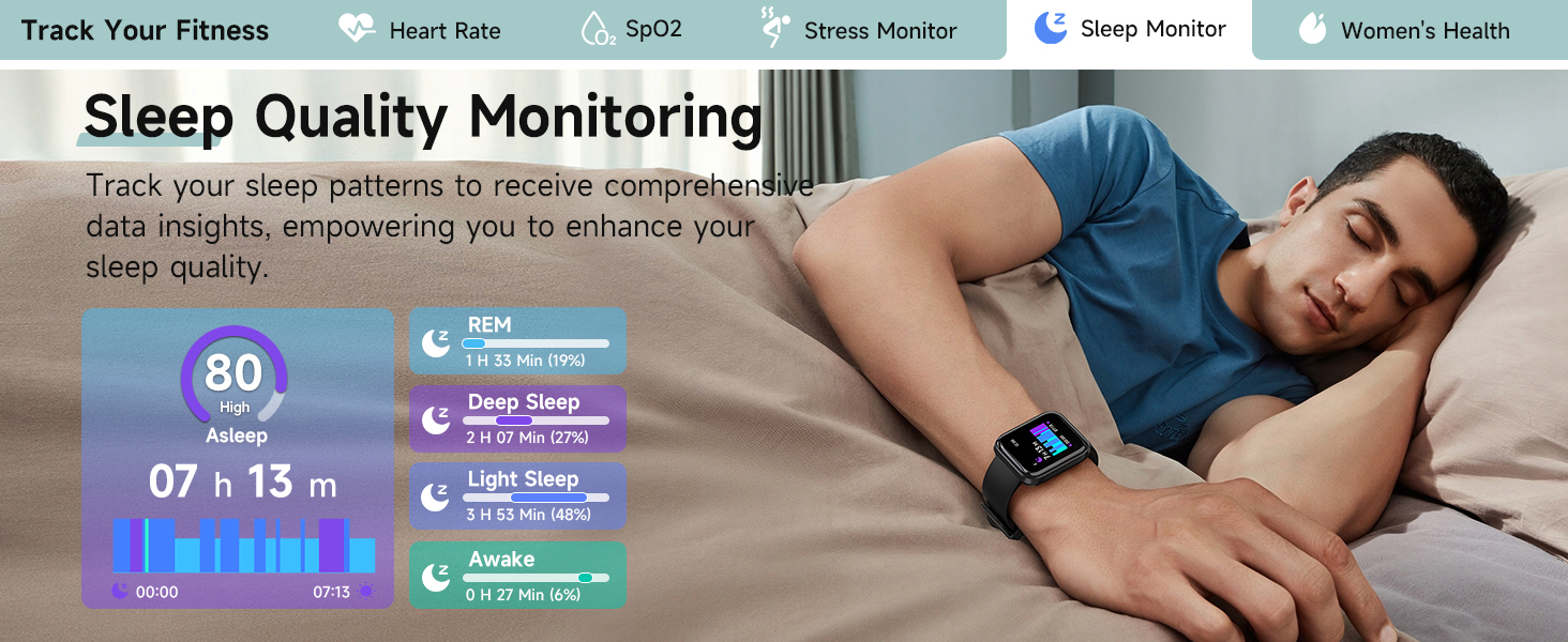 Smartwatch with Bluetooth Calls, Heart Rate/Sleep/SpO2 Monitor, IP68 Waterproof Fitness Tracker