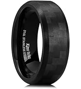 King Will Carbon Fiber Wedding Ring for Men Women-2-8mm Wdith Black/Sliver/Gold/Gray Plated Weddi...