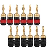WGGE WG-008 24K Gold Safety Connector Banana Plugs (6 Pairs (12 Plugs))