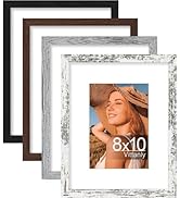 Vittanly 8x10 Picture Frames Set of 4, Display Pictures 5x7 with Mat or 8x10 without Mat, Enginee...