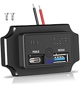 12V RV USB Outlet with Touch Switch & Braille, 48W Dual PD3.0 Type-C & Quick Charge QC3.0 USB-A P...