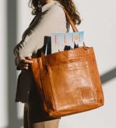 BERLINER BAGS Vintage Genuine Leather Tote Bag Seville, Handbag, Large Shopper for Women - Brown