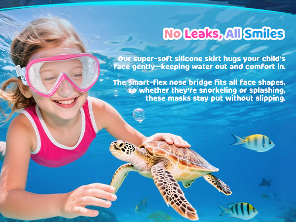 Kids Goggles with Nose Cover Kids Swim Goggles180° Clear View Snorkel Diving Mask for 5-15 Anti-Fog