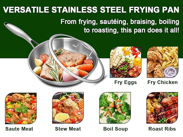 stainless steel saute pan with lid