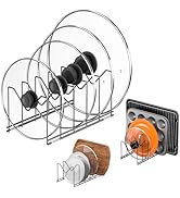 3 Pack Pot Lid Organizer for Cabinet, Stainless Steel Pot Lid Rack with Anti-slip Pad, Lid Holder...