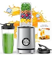Blender for Smoothies, Portable Personal Blender for Shakes, Food Prep, Frozen Blending, with 2x2...