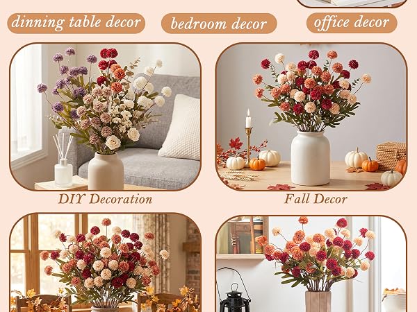 faux flowers orange mum for fall decor thanksgiving decorations