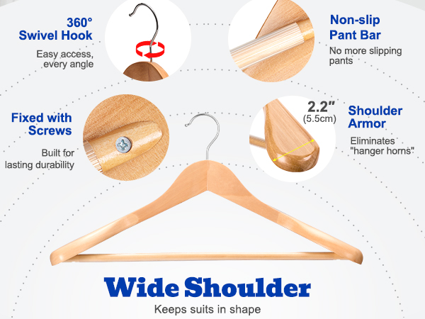 wide shoulder wood hangers